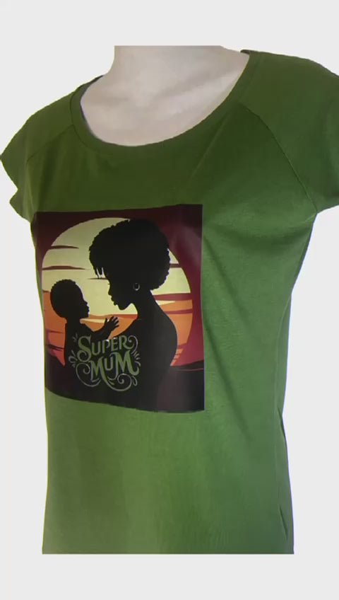 Super Mum Forest Green Bamboo Blend Raglan Top